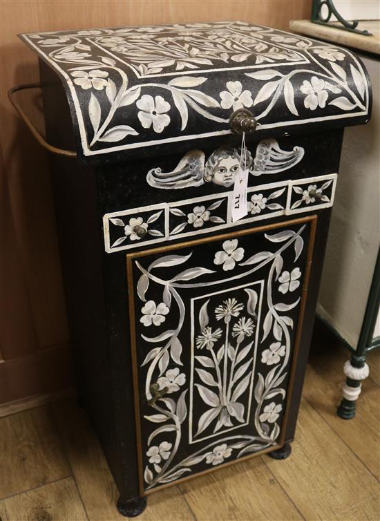 A toleware travelling washstand, H.85cm